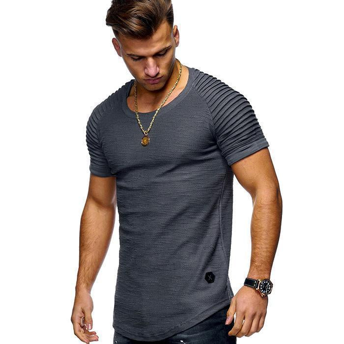 Solid Color Stripe Slim Fitness Men's T-shirt