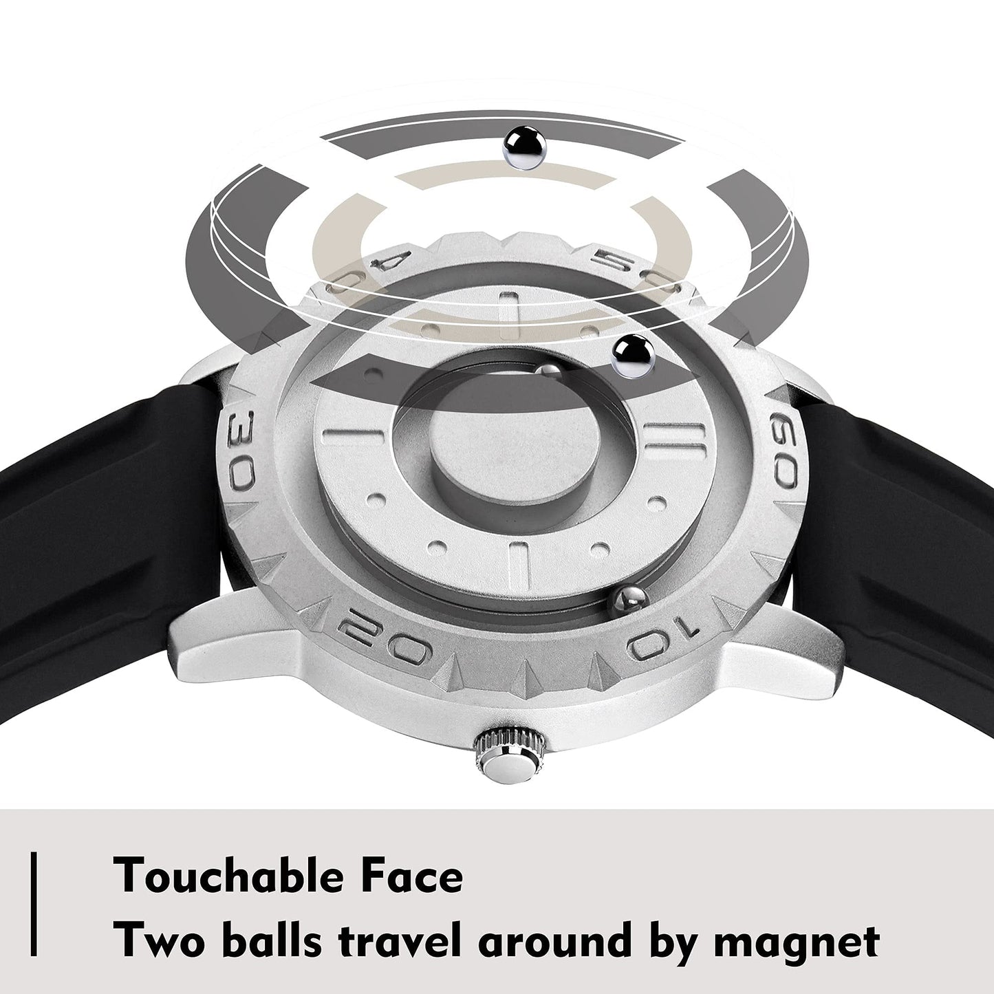 Eutour Magnetic No-Pointer Concept Steel Ball Watch