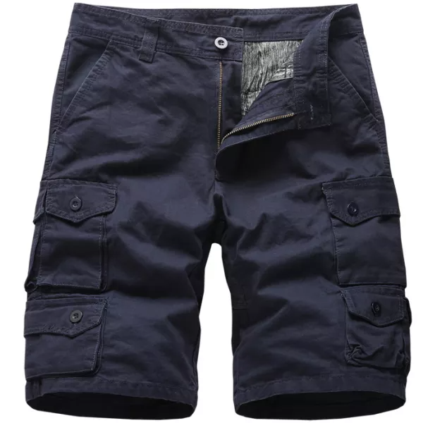 Men's Outdoor Solid Color Multi-pocket Loose Cargo Shorts