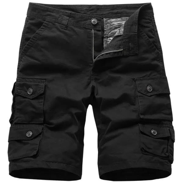 Men's Outdoor Solid Color Multi-pocket Loose Cargo Shorts