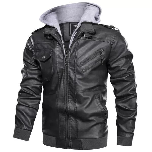 Mens Outdoor Cold-proof Motorcycle Leather Jacket